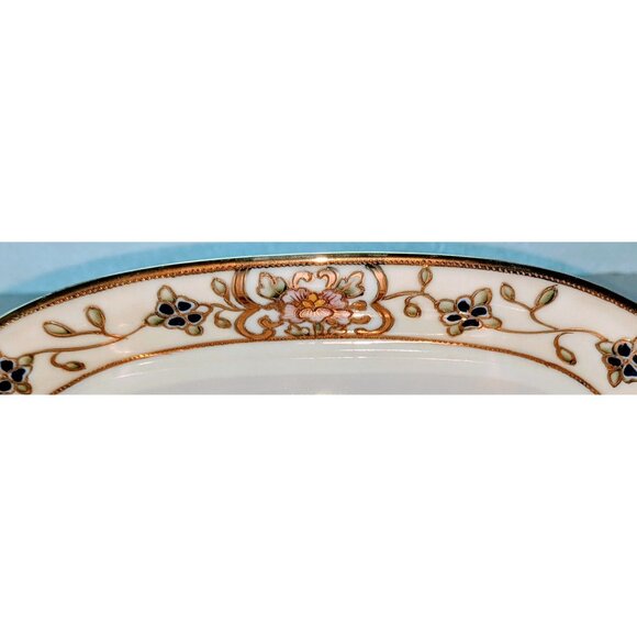 Vintage Meito Hand Painted China Made In Japan Serving Oval Dish Floral 9"× 4" - Picture 2 of 8
